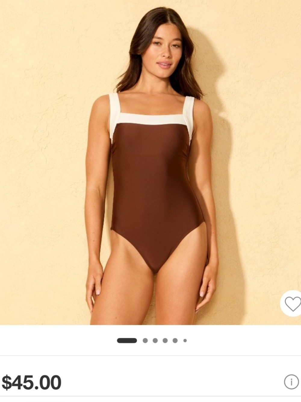 NWT- 12-14 Women’s Square-Neck
Brown and Cream full coverage tummy control